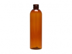 8 oz. Amber 24-410 PET Semi-Translucent Bullet Round PET (BPA Free) Plastic Bottle