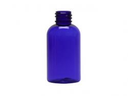 2 oz. Blue Cobalt Translucent 20-410 PET Plastic (BPA Free) Boston Round Bottle