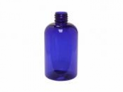 4 oz. Blue Cobalt 20-410 PET (BPA Free) Plastic Semi-Translucent Boston Round Bottle