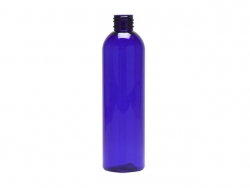 8 oz. Blue Cobalt 24-410 PET (BPA Free) Plastic Semi-Translucent Bullet Round Bottle (King)