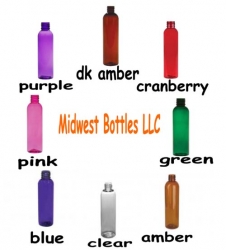 2 oz. Amber, Amber Dark, Clear, Cobalt Blue, Cranberry, Green, Pink or Purple 20-410 Semi-Translucent PET Plastic Round Bullet Bottle with Sprayer (2 pc. set) 30% OFF  (STOCK BOTTLES & SPRAYERS)