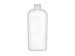 4 oz. White Cosmo Reverse Tapered Oval PET Opaque 20-410 Plastic Bottle (Stock Item)