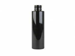 4 oz. Black Shiny 24-410 PET (BPA Free) Plastic Cylinder Round Bottle (Stock Item)