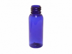 1 oz. Blue Cobalt 20-410 PET (BPA Free) Plastic Round Bullet Bottle