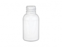 1 oz. White Glossy Opaque PET (BPA Free) 20-410 Plastic Boston Round Bottle