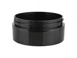 2 oz. Black Shiny Low Profile Thick Wall 70-400 Round PP Jar with Square Base