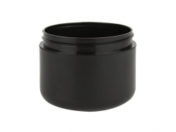 1 oz. Black Shiny Plastic Double Wall 53-400 PP Jar w/ HDPE Inner Jar (Stock Item)