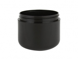 2 oz. Black Shiny Plastic Double Wall 58-400 PP Jar-HDPE Inner Jar (King)