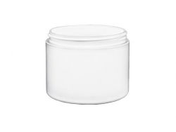 4 oz. White Square Base Double Wall Round 70-400 PP Plastic Jar (Stock Item)