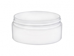 2 oz. White Low Profile Thick Wall 70-400 Round PP Plastic Jar with Square Base