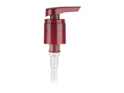 24-415 Red Translucent Plastic Lotion Pump w/ Lock-Down Head, 2 cc Output & 6 9/16in. dip tube