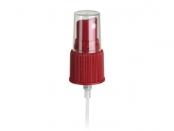 22-415 Maroon Ribbed Fine Mist PP Plastic Pump Sprayer w/ 7 1/4 in. Diptube & Clear PP Hood 22-415 Maroon Ribbed Fine Mist PP Plastic Pump Sprayer w/ 7 1/4 in. Diptube & Clear PP Hood