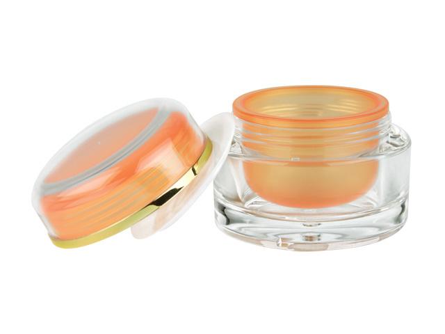 1 oz (30 ml) Clear/Orange 49 mm Acrylic Jar (Thick Wall) with Orange Cap & Sealing Disc (3 pc set) 50% OFF with VOLUME DISCOUNTS