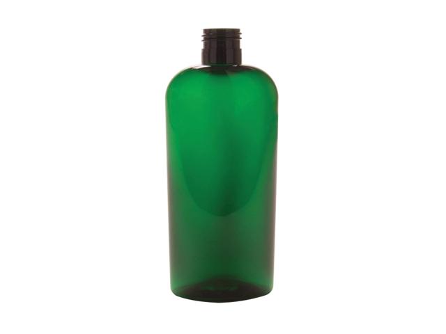 6 oz green pet oval bottle with brown dispensing cap