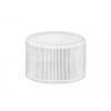 24-410 White Ribbed Non Dispensing Ribbed PP Plastic Bottle Cap w/ Easy Open HS Liner & Matte Top