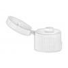 20-410 White Ribbed PP Plastic Flip Top Dispensing Bottle Cap- .115 in. Orifice