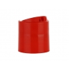 24-410 Red Smooth PP Plastic Disc Top Dispensing Bottle Cap w/ HS Lift-Peel Liner & .166 x .110 Orifice
