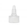 24-410 White Ribbed Twist Open Dispensing Bottle Cap- .118 Orifice-Gasket