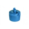 28-410 Blue Turret Ribbed Dispensing Bottle Cap w/ .031 in.  Orfice