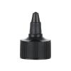 28-410 Black Ribbed Twist Open Dispensing Bottle Cap- .118 Orifice-Gasket