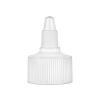 28-410 White Ribbed Twist Open Dispensing Bottle Cap- .118 Orifice-Gasket
