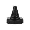 38-400 Black Ribbed Twist Open Dispensing PP Plastic Bottle Cap-.181 in. Orifice