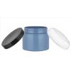 8 oz. Blue Round Single Wall 70-400 Opaque PET Square Based Plastic Jar-Colored Lid