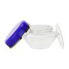 1.67 oz (50 ml) Frosted 58mm Thick Wall Acrylic Jar-White Inner PP Bowl, Blue Lid-Gold Band-Sealing Disc-NEW