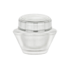 1.67 oz (50 ml) Frosted 50 mm Thick Wall Acrylic Jar-White Inner PP Bowl-White-Clear Lid-Silver Band-Foam Liner