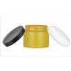 8 oz. Yellow Round Single Wall 70-400 Opaque PET Square Based Plastic Jar-Colored Lid