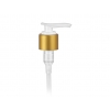 24-410 Gold Brushed Metal-White Plastic Lotion-Soap Pump-2 cc OP, Lock-Down Head-6 1/16 in DT