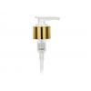 24-410 Gold Shiny-White Plastic Lotion-Soap Pump-2 cc OP-8.75 in. DT & Lock-Down Head-Stock (JET)