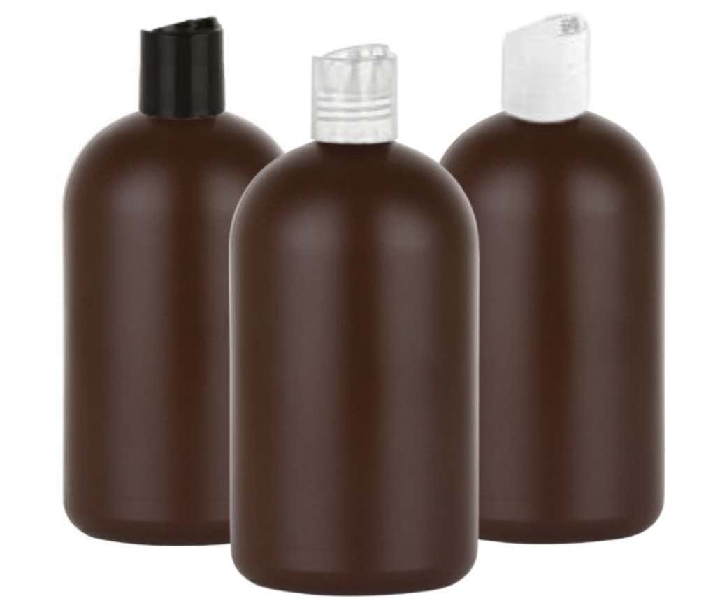 16 oz. Brown 28-410 HDPE Plastic Opaque Boston Rd Bottle-Dispensing Cap