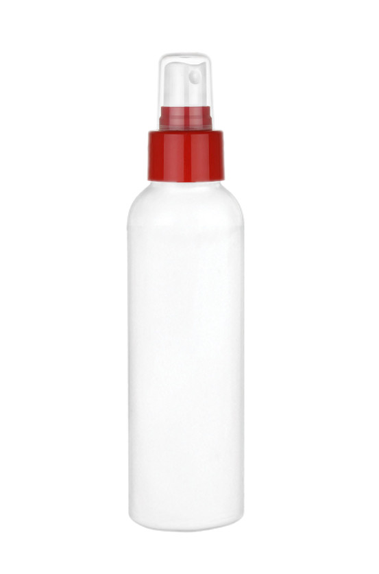 3 oz. White Bullet Round 24-410 HDPE Opaque Plastic Bottle-Red-White FM Sprayer