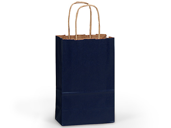 Blue Dark Small (Rose) Paper Kraft Gift Bag (5.5 in. x 3.25 in. x 8 in.) 100% Recycled