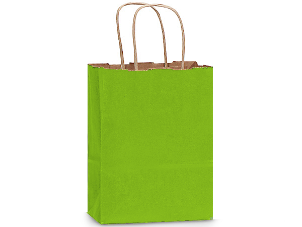 Green Apple Medium (Cub) Paper Kraft Gift Bag (8 in. x 4.75 in. x 10 in.) 100% Recycled