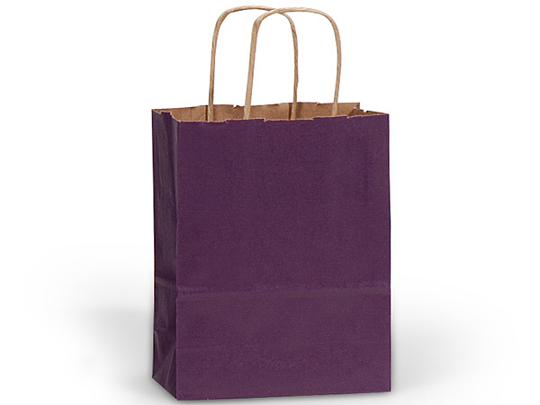 Purple Medium (Cub) Paper Kraft Gift Bag (8 in. x 4.75 in. x 10 in.) 100% Recycled