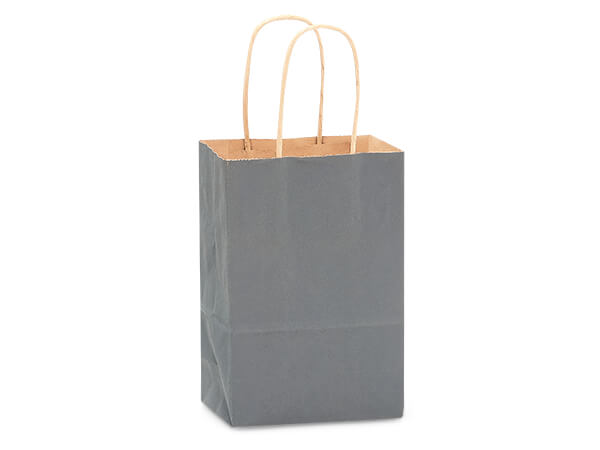 Charcoal Gray Small (Rose) Paper Kraft Gift Bag (5.5 in. x 3.25 in. x 8 in.) 100% Recycled