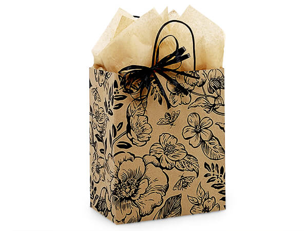 8 in. x 4.75 in. x 10 in. Medium (Cub) Timeless Floral Paper Gift Bag 40% Recycled VOLUME DISCOUNTS