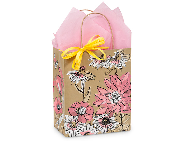 8 in. x 4.75 in. x 10 in. Medium (Cub) Wildflower Meadow Paper Gift Bag 100% Recycled VOLUME DISCOUNTS