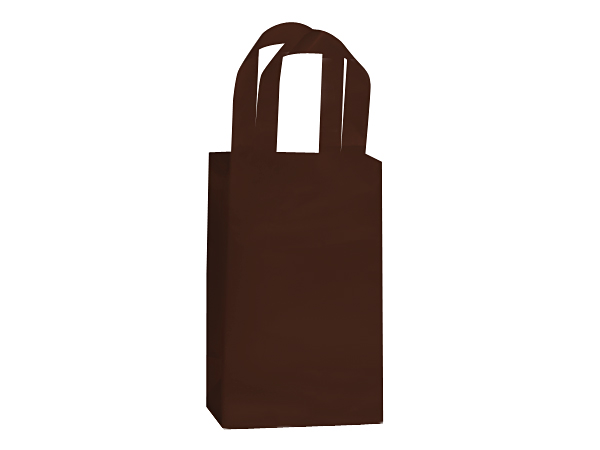 Small (Rose) Brown Plastic Frosted Gift Bag (5.5 in. x 3.25 in x 8 in) 100% Recycled VOLUME DISCOUNTS