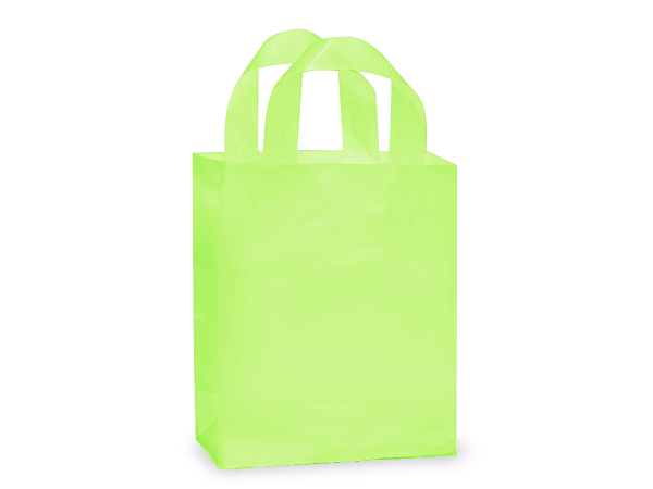 Medium (Cub) Key Lime Frosted Plastic Gift Bag (8 in. x 4 in. x 10 in.) 100% Recycled VOLUME DISCOUNTS