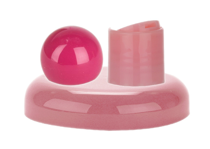 Bottle caps are offered in pink non dispensing caps, disc top (crab claw) caps, turret caps & flip top caps.  Jar caps are offered in flat & dome style. 