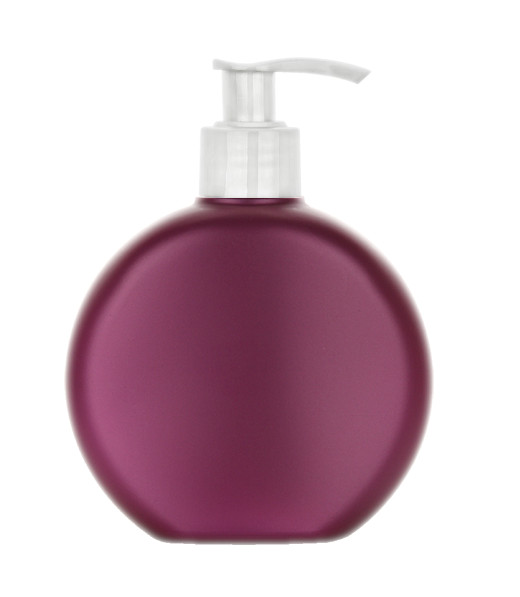 6 oz. Magenta Pearl Opaque HDPE Oval Watch Style 24-410 Plastic Squeezable Bottle with White Lotion-Soap Lock-Up Pump