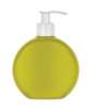 6 oz. yellow pearl opaque HDPE oval watch style 24-410 plastic squeezable bottle with lotion pump.