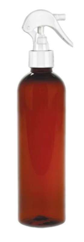 8 oz. Amber Dark 24-410 PET (BPA Free) Semi-Translucent Bullet Round Plastic Bottle-Mini Trigger