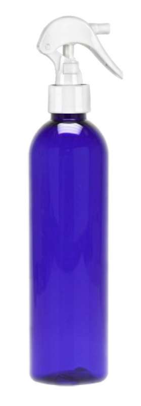 8 oz. Blue Cobalt 24-410 PET (BPA Free) Semi-Translucent Bullet Round Plastic Bottle-Mini Trigger