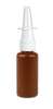1 oz. Brown 20-410 Opaque HDPE Plastic Boston Round Bottle w/ White Fine Mist Nasal Sprayer 3 1/2 in. DT