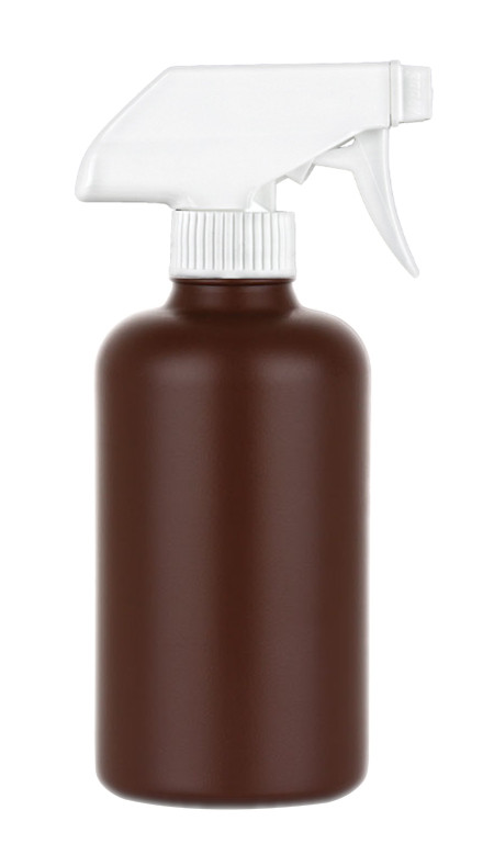 8 oz. Brown 28-400 HDPE Plastic Opaque Boston Rd Bottle-White Trigger Sprayer