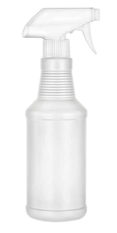 16 oz. White Round Carafe Opaque HDPE 28-410 Plastic Bottle-White Trigger Sprayer